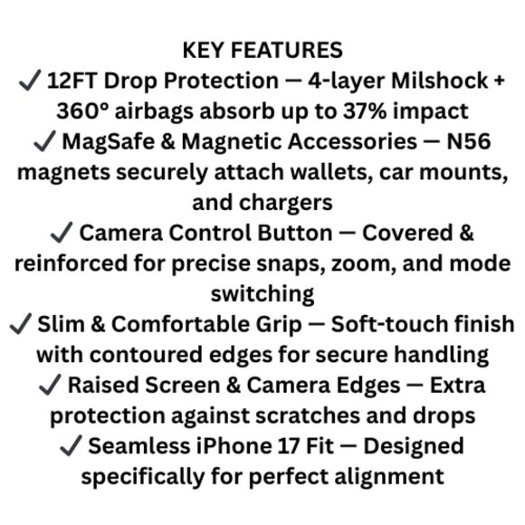 iPhone 17 Case – Drop Protection, Translucent Matte Black New in Box - Picture 2 of 4